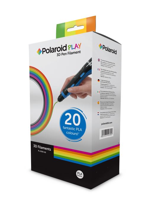 Polaroid Play - Pack de 20 - gris, noir, blanc, bleu, argent, jaune, violet, rouge, jaune fluorescent, vert, orange, transparent, rose, vert foncé, bleu foncé, or, rouge fluo, vert fluorescent, chocolat, bleu fluorescent - 15 kg - 5 m - filament PLA (3D