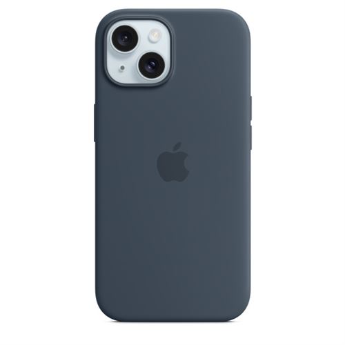 Apple Coque en silicone avec MagSafe pour iPhone 15 Bleu orage