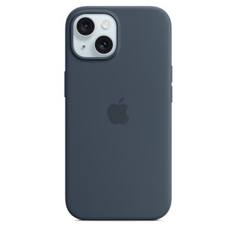 Coque en silicone avec MagSafe pour iPhone 15 Bleu orage