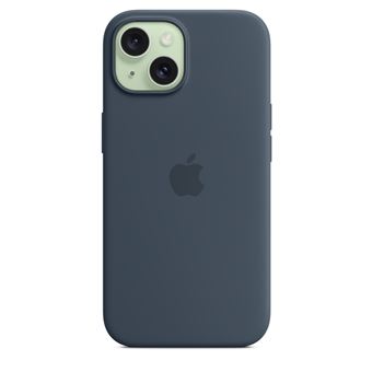 Coque en silicone avec MagSafe pour iPhone 15 Bleu orage