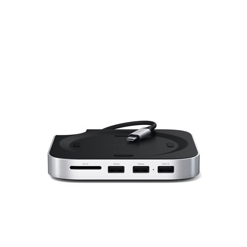 Support et Hub Satechi pour Mac Mini M4 avec boîtier SSD Argent