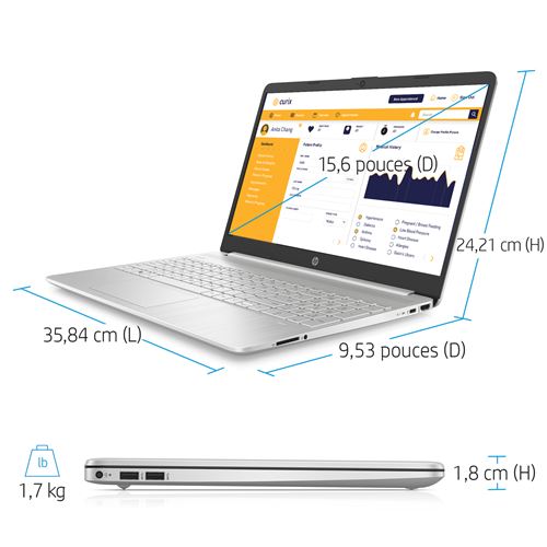 57€75 sur PC Portable HP Laptop 15s-fq4026nf 15.6 Intel Core i5 8 Go RAM  512 Go SSD Argent - PC Portable - Achat & prix