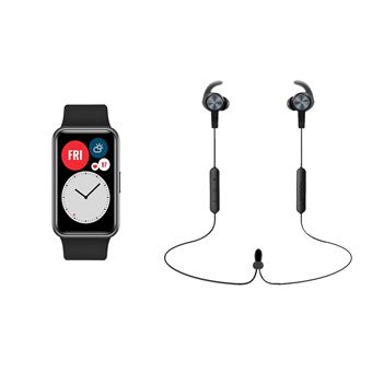 Pack Montre connectée Huawei Watch Fit Noir + Ecouteurs Huawei AM61 Sport  Bluetooth Noir - Fnac.ch - Montre connectée