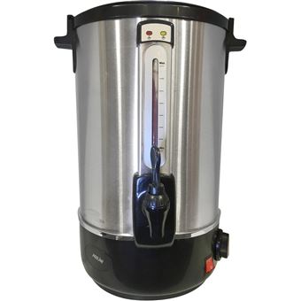 Percolateur à Café Professionnel 18L/120 Tasses - Double Paroi Inox, Filtre Rond Permanent, 1500W, Robinet, Rouge