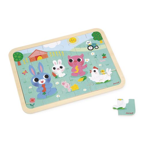 Puzzle 24 pièces en bois : A la ferme Juratoys Janod