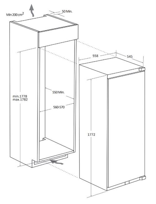 えりページ RÉFRIGÉRATEUR 1 PORTE ROSIÈRES RML5518EVWL ENCASTRABLE 177 CM
