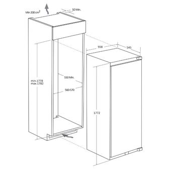 RÉFRIGÉRATEUR 1 PORTE ROSIÈRES RML5518EVWL ENCASTRABLE 177 CM