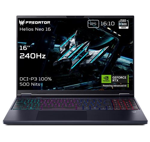 PC portable Gaming Acer Predator Helios Neo 16 AI PHN16-73-97E2 écran LCD 16 240 Hz WQXGA Intel® Core™ Ultra 9 32 Go RAM 1 To SSD Nvidia GeForce RTX 5070 Ti Noir