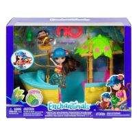 Enchantimals Poupée Merit avec singe et stand de fruits - COMPLET