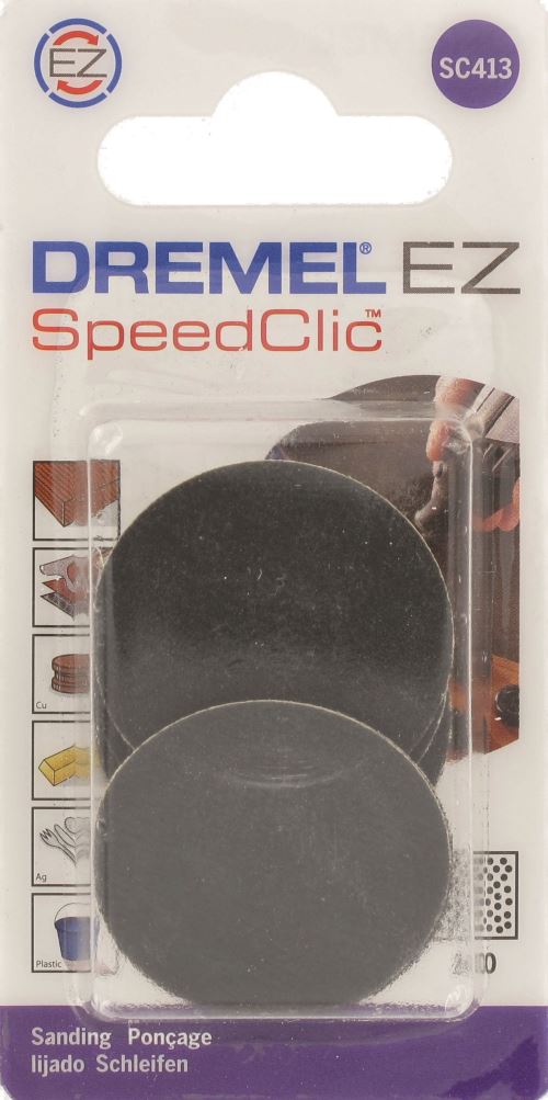 Dremel S407 Adaptateur de ponçage EZ SpeedClic Diamètre 13mm fourni avec 2  bandes à poncer grain 60 et 120 pour outils rotatifs Dremel