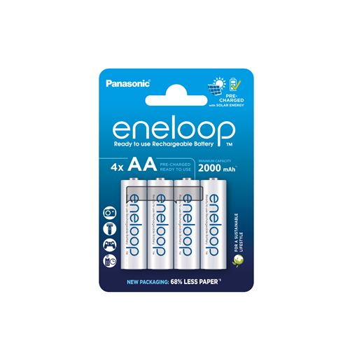 Pack de 4 Piles rechargeables type L0R6 AA Panasonic Eneloop 2000 mAh Gris