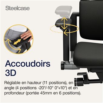 Chaise de bureau Steelcase Please Noir