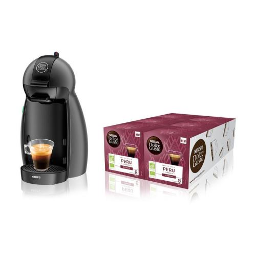Expresso à dosette Krups Bundle Piccolo Anthracite 1500 W avec 6 boites de capsules Bio Peru