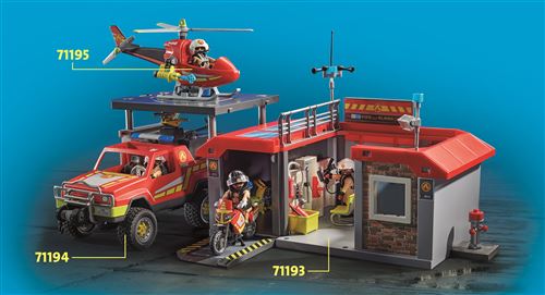 5663 - Playmobil City Action - Caserne de pompier Playmobil : King Jouet,  Playmobil Playmobil - Jeux d'imitation & Mondes imaginaires