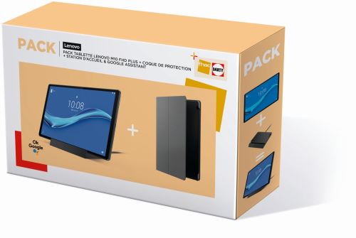 Pack Tablette tactile Lenovo Tab M10 FHD Plus 10.3'' 4 Go RAM 128 Go SSD Wifi Gris + Coque de protection + Station d'accueil Noir