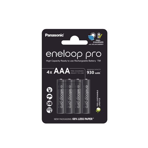 Pack de 4 Piles rechargeables type LR03 AAA Panasonic Eneloop Pro 930 mAh - vue 2
