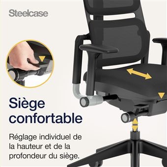 Chaise de bureau ergonomique Steelcase Please Air Noir