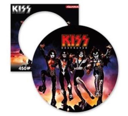 Puzzle 450 pieces rond Kiss Album Destroyer de la marque Aquarius - Dimensions du puzzle monte : 30 x 30 cm