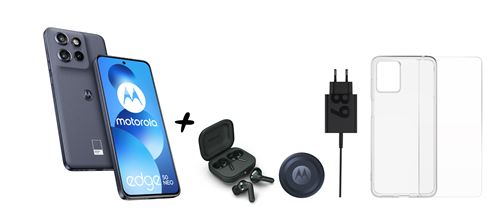 Pack Smartphone Motorola Edge 50 Neo Ai 6,4" 5G Double Sim 512 Go Gris + Buds + Chargeur + Tag + Accessoires