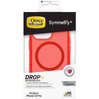 Coque de protection avec MagSafe pour iPhone 13 Pro OtterBox Symmetry Series+ Clear Rouge