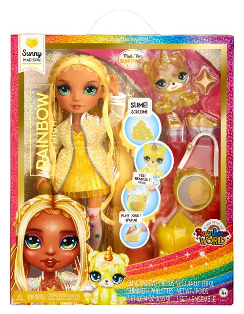 RAINBOW HIGH Poupée Mannequin avec Slime et Animal de Compagnie Sunny Jaune Poupée Pailletée 28 cm avec Slime Étincelant Animal de Compagnie Magique et Accessoires 4 - vue 8