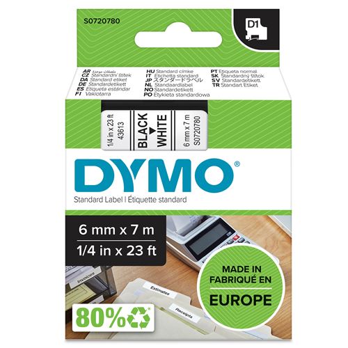 Ruban D'Étiquettes Dymo Labelmanager D1 Noir