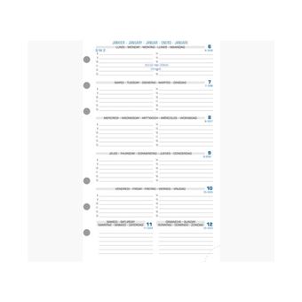 Recharge Agenda Exatime 2026 - 17x10cm, Semaine Sur 2 Pages, Papier Clairefontaine, 6 Anneaux