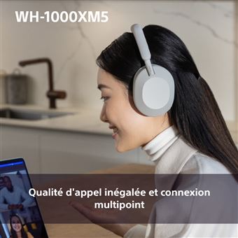 Casque audio arceau sans fil Sony WH1000XM5 rose à réduction de bruit