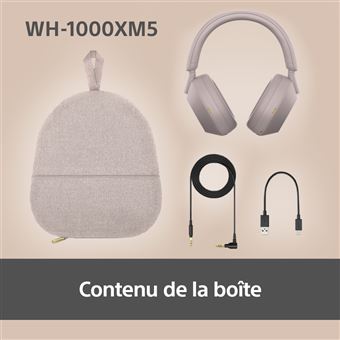 Casque audio arceau sans fil Sony WH1000XM5 rose à réduction de bruit