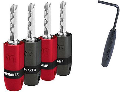 Pack 4 fiches banane Audioquest SureGrip 300 Argent