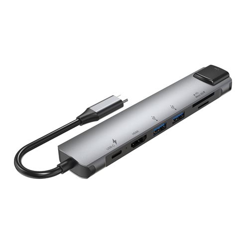 Hub Accsup USB-C 7 en 1 Gris