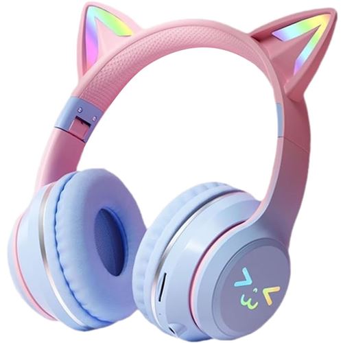 Casque Audio Swingson Cat Ear Bluetooth Rose Et Bleu