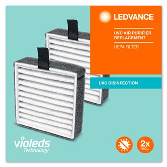 Pack de 2 Filtres de remplacement Ledvance pour le Purificateur d'air UVC Hepa Air Purifier