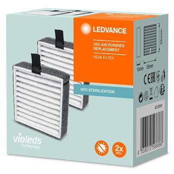 Pack de 2 Filtres de remplacement Ledvance pour le Purificateur d'air UVC Hepa Air Purifier