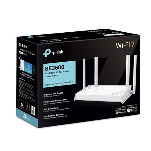 TP Link Archer BE220W V1 Routeur sans fil commutateur 4 ports 1GbE Wi Fi 7 Bi bande - vue 6
