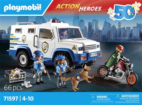 Playmobil Action Heroes 71597 Fourgon Blindé avec Convoyeurs De Fonds
