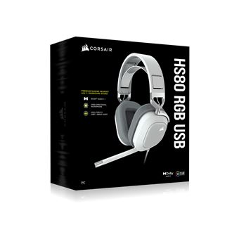 Micro-casque Gaming circum-aural filaire Corsair HS80 RVB Blanc