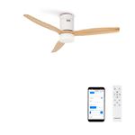 WIND CALM M - Ventilateur de plafond silencieux 40W avec pales techniques en ABS Ø132cm avec eclaraige avec wifi