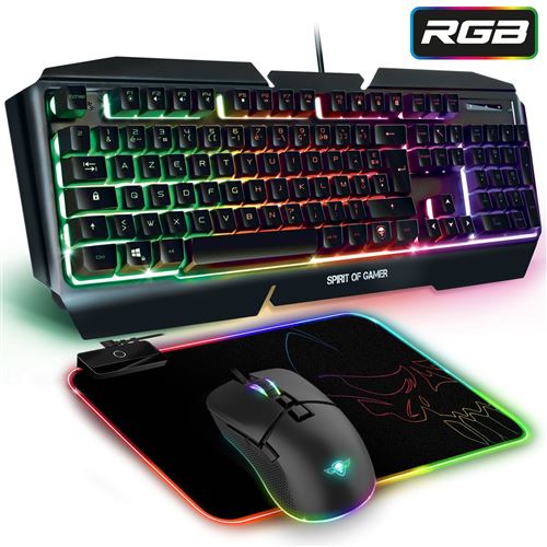 Pack Gaming 3 en 1 Clavier + Souris + Tapis de souris Spirit Of Gamer Ultimate 500