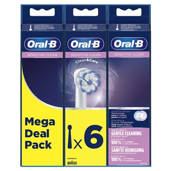 Pack de 6 brossettes Oral B Sensitive Clean Mega Blanc