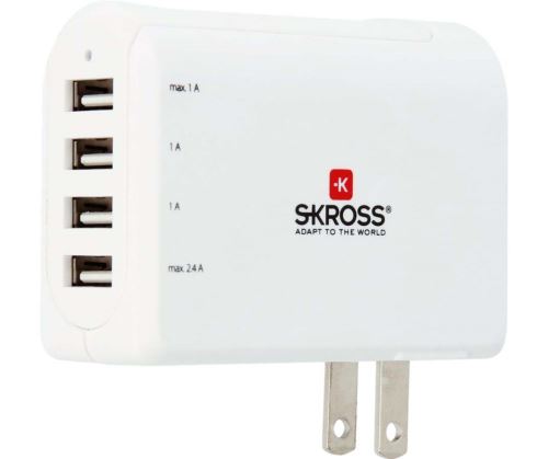 Adaptateur pour prise d'alimentation Skross USA vers 4 ports USB Blanc