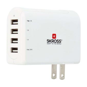 Adaptateur pour prise d'alimentation Skross USA vers 4 ports USB Blanc
