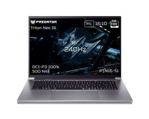 PC portable gaming Acer Predator Triton Neo 16 PTN16-51-51GW 16 WQXGA 240 Hz Intel® Core™ Ultra 5 16 Go RAM 512 Go SSD Nvidia GeForce RTX 4050 Gris Métallisé