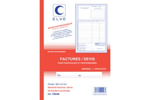 ELVE Manifold Facturier: auto-entrepreneurs , 40 feuillets