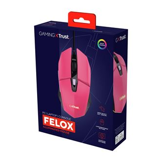 Souris gaming filaire Trust Felox Rose et noir