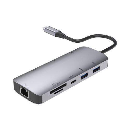 Hub Accsup USB-C 9 en 1 Gris - Accsup
