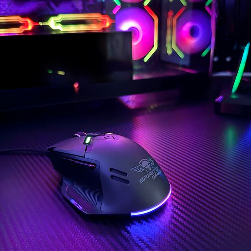 Spirit Of Gamer Elite M60 : Souris RGB USB/Résolution 20000 DPI Personnalisable / 9 Boutons Programmables (Logiciel Inclus) Dont Rapid Fire + Sniper/Accélération 22 G, Vitesse 66 Fps (White-Grey