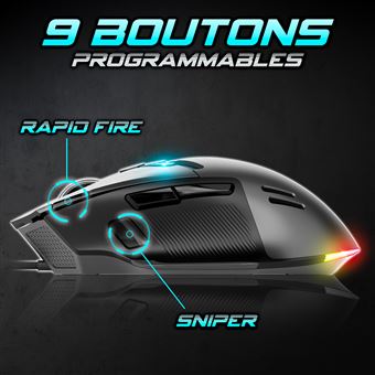 Souris Gamer Elite M60 RGB - 20000 DPI, 9 Boutons Programmables, Rapid Fire, Pour PC - 13