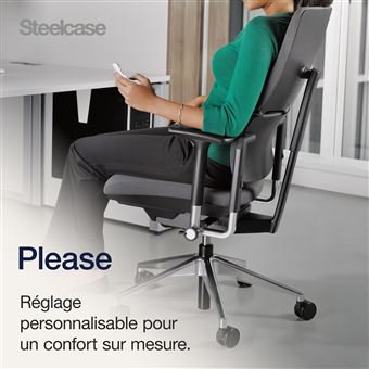 Chaise de bureau Steelcase Please + Têtière réglable Noir