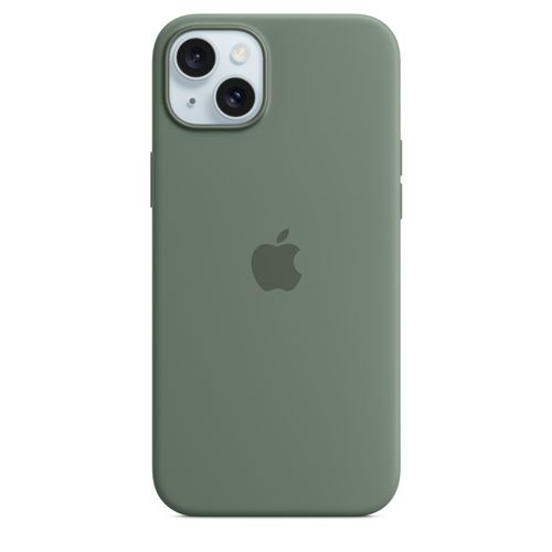 Apple Coque en silicone avec MagSafe pour iPhone 15 Plus Cyprès